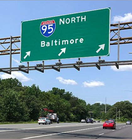 I95 Sign direction Baltimore in College Park MD from MediaWiki